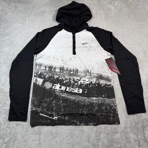 Alpinestars Shirt Mens Medium Black Motorsport Graphic Hooded Henley Long Sleeve